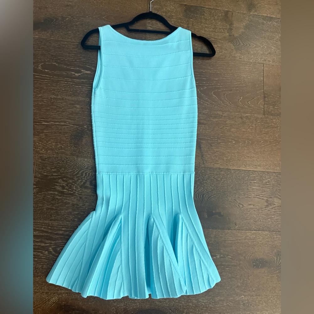 Olivaceous Light Blue Textured Midi Dress